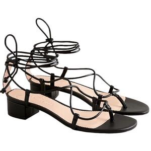 J.Crew Leather low-heel lace-up sandals in black 9